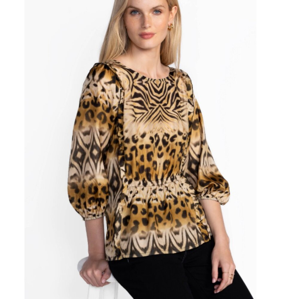 NEW Johnny Was Aisha 100% Silk Blouse in Siswati $248 RETAIL 2511 8T4